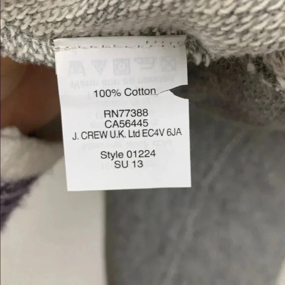 J.Crew Gray Floral Anchor Terry Sweater Top Size Small - Picture 6 of 6